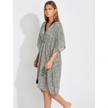 Vestido de playa corto con estampado étnico