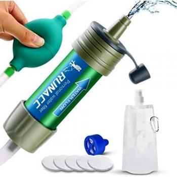 RUNACC - Filtro de Agua con Bomba de Bola para Beber rápidamente y Voltear, diseño Integrado, Mini purificador de Agua con Alta Capacidad, preparación de Emergencia