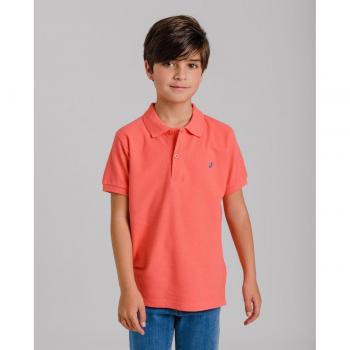 Polo de niño rojo de algodón con detalle bordado