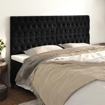 Cabeceros de terciopelo negro vidaXL, 4 unidades, dimensiones 100x7x78/88 cm