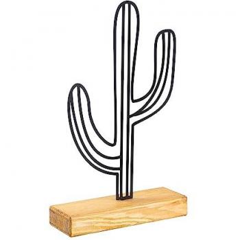 Cactus Metálico Decorativo con Base de Madera 22x41x4cm