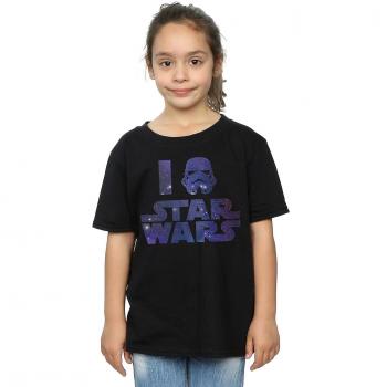 Camiseta de algodón para chicas I Love Star Wars en color negro, talla 12-13 años