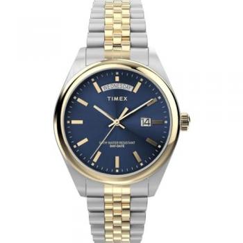Timex Men's Legacy Two-Tone Blue Dial Quartz Watch with Stainless Steel Strap