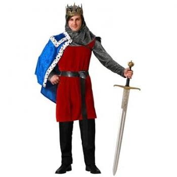 Disfraz de Rey Medieval Burdeos con Cinturón y Capa Azul para Hombre Adulto XS