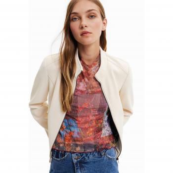 Chaqueta efecto ante Desigual LAS VEGAS, Poliuretano, Blanca, Talla S