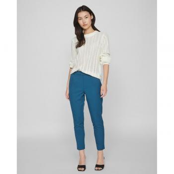 VILA Women's Slim Fit Blue Elastic Blend Trousers Size XS