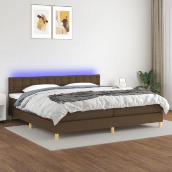 Colchón para cama box spring con muelles y LED marrón oscuro 200x200 cm tela