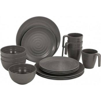 Bo-Camp Vajilla Stone 16 Piezas Melamina Gris
