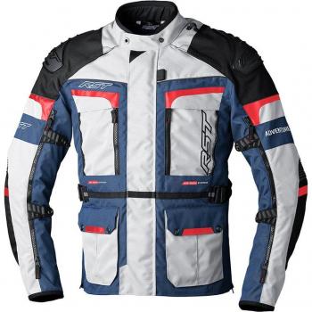 RST Chaqueta Pro Series Adventure-X Textil de Moto Plateado-Azul-Rojo