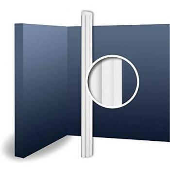 Fuste de media columna decorado con muescas verticales Orac K1001, 22x199,5x11 cm, color blanco y estilo clásico