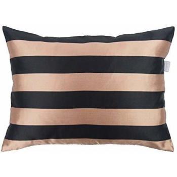 Home Concept Petals Cojín Decorativo con diseño Little Black Stripes Satén, Dorado 40.00x30.00x3.00 cm