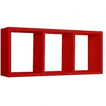 Estante rectangular de pared 3 compartimentos rojo modelo Tristano