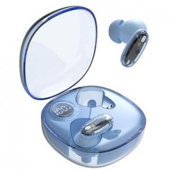 Auriculares Bluetooth 5.4 Mars Gaming MHIB2, Sonido Inmersivo, Diseño Ergonómico Semitransparente, 24 Horas de Reproducción, Estuche Azul con Indicador LED