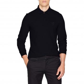 Armani Exchange Men's Long Sleeve Micro Logo Polo Shirt - Navy 1510 - Size L