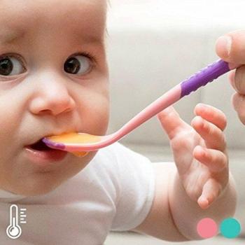 Kiokids Set de 2 Cucharas para Bebé con Sensor Térmico en Azul