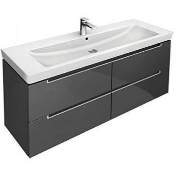 Mueble de lavabo Villeroy & Boch Subway 2.0, A69110FP, 128,7x42x44,9 cm, Gris Brillante, Tirador Cromado