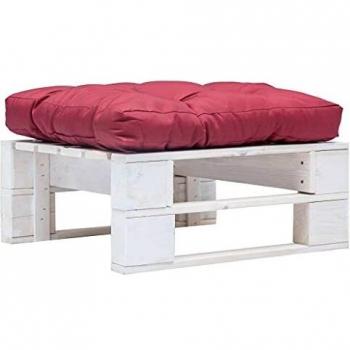 Otomana de palets de jardín con cojín rojo madera blanca