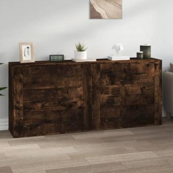 Aparadores 2 uds madera contrachapada roble ahumado Marrón Mueble de Almacenaje de Salón Buffet para salón Armario Auxiliar Armario de Almacenamiento
