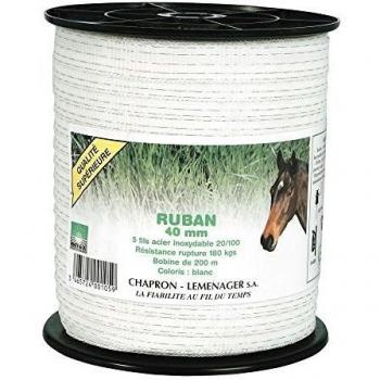 Cinta de Cercado Inoxidable 40 mm 8 Hilos 0.20 mm 200 Metros Blanca