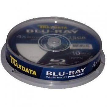 Traxdata 10 BLU Ray Full Printable 25 GB BD-R Imprimibles 4X vírgenes