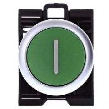 Eaton M22-D-G-X1/K10 Complete Push Button Green with 1 NO Contact Flat Front Mounting and PVC Front Ring