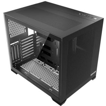 VEVOR Mid-Tower Dual Chamber PC Case with Tempered Glass Panels, Magnetic Dust Filter, Cable Management for GPUs up to 410mm, Compatible with ATX/M-ATX/ITX, No Fan