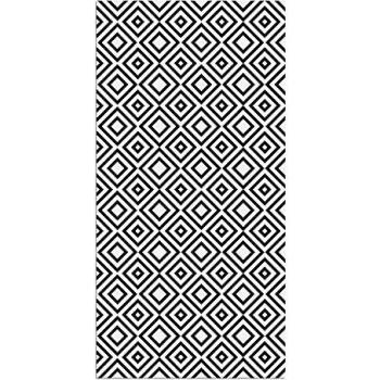 Alfombra Vinílica, Cuadriláteros, 180 x 90 x 0.2 cm, Color Negro y Blanco, ALV-029