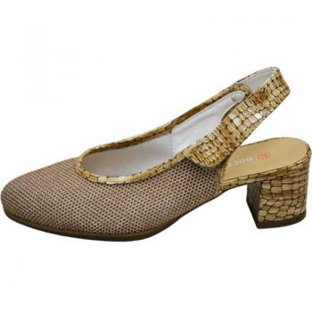 Calzado Doctor Cutillas modelo 80118 Camel para mujer en color beig, zapatos de tacón estilo salón destalonado