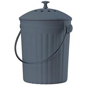Cubo de Compostaje Ecológico con Filtros de Carbón - 20 cm x 30 cm - Bambú y Gris