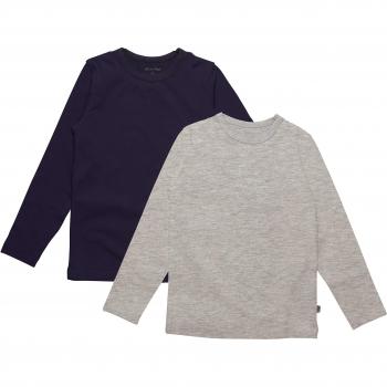 Camiseta de manga larga básica para niños (2-pack) - Color azul y gris moteado, talla 92