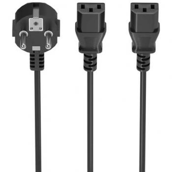 Cable de Alimentación para CPU Aisens A132-0864, CEE7 Macho a 2x C13 Hembra, 1.8m, Negro
