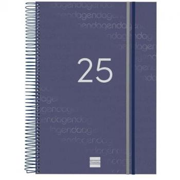Agenda Finocam Espiral Year 2025 Azul A4 1 Día Página Enero-Diciembre (12 meses)