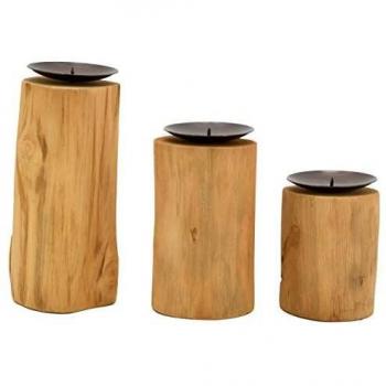 Porta velas de teca y metal Aubry Gaspard