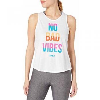 Zumba Fitness Women's Sexy Open Back Breathable Workout Tank Top, Mujer, White Vibes, XL