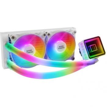 Mars Gaming ML-ULTRA240 Blanco Refrigeración Líquida CPU 240mm TDP 500W Espejo Infinito 2 Ventiladores Silenciosos FDB ARGB Tubos Reforzados Compatible Intel