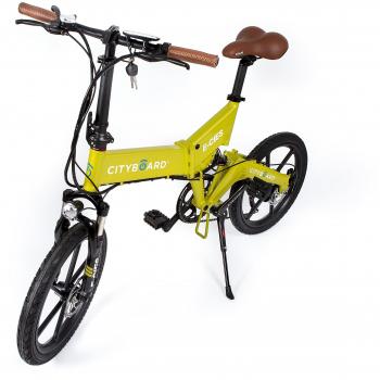 Cityboard Montaña Plegable E-Cies Bicicleta Eléctrica, Unisex Adulto, Amarillo, 20 Pulgadas