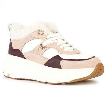Zapatillas deportivas de mujer Geox Diamanta blancas y nude, modelo D36UFC 08522 C1Z8Z, talla 36