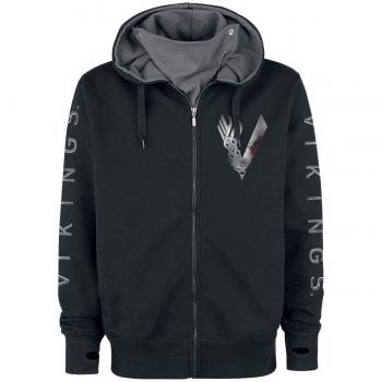 Vikings Axe Sudadera capucha con cremallera Negro L