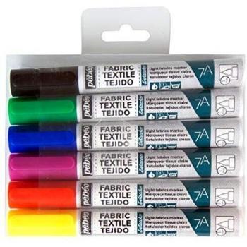 Marcadores de tela para tejidos claros 7A - Set básico de 6 colores variados