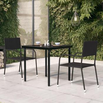 Black Steel and Glass Garden Dining Table 80x80x74 cm