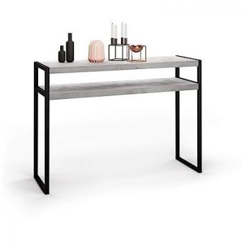 Mesa Consola Luxury Cemento Gris 110x40x80 cm, Nobilitado/Ferros, Hecho en Italia