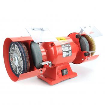 Amoladora de Banco Eléctrica MADER 73503, 150mm, 350W, Cepillo Circular y Pulidora