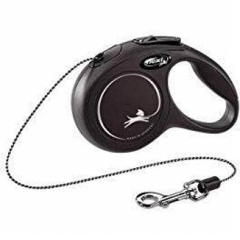 Flexi Classic Cord Cat Lead Black Extra Small 3m Retractable Cat Leash/Lead for cats up to 8kgs/18lbs