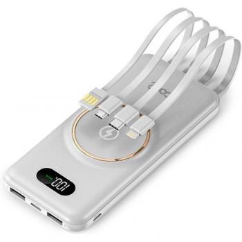 Batería Externa Universal 10.000 mAh + Qi Carga Inalámbrica Blanco