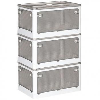 Caja de Almacenamiento Plegable Multifuncional Joybos - Color Gris, Set de 3 cajas de almacenamiento plegable, dimensiones 47x36x24 cm, capacidad de 40 litros, color Blanco