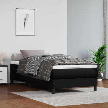 Cama Box Spring con Colchón de Cuero Sintético Negro 90x190 cm