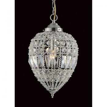 Colgante de techo Bombay en Níquel Satinado con Perla para 1 bombilla, altura de 39 cm