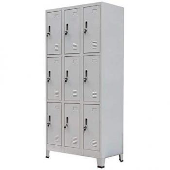 vidaXL Storage Filing Locker Cabinet with 9 Compartments Furniture Steel Grey