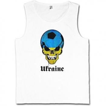 CLASSIC UKRAINE FÚTBOL FOOTBALL SOCCER SKULL FLAG CAMISETA SIN MANGAS - Bandera cráneo Ucraina Fan Hooligan Ukrainian CAMISETA SIN MANGAS Tamaños S - 5XL