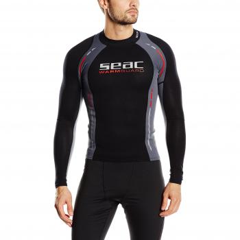 Seac Warm Guard Long - Chaleco protector térmico manga larga, para hombre, en neopreno de 0,5 mm, protector contra salpicaduras para el buceo y la natación anti-UV, Negro/Gris, M